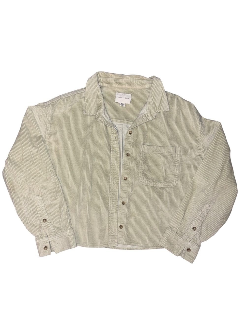 American Eagle Outfitters Light Green Corduroy Button-Down Shirt